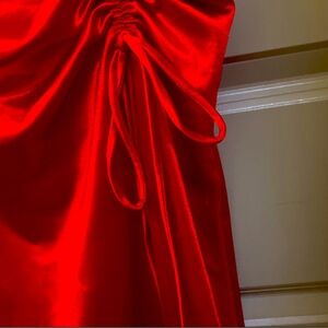 Long Red satin dress